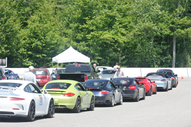 Lining up for a session. Amusingly, the red Exige belongs to one of the event organizers. When I asked him about it later, he said that he had driven so many different Porsches on track that he got bored of them. What a problem to have!